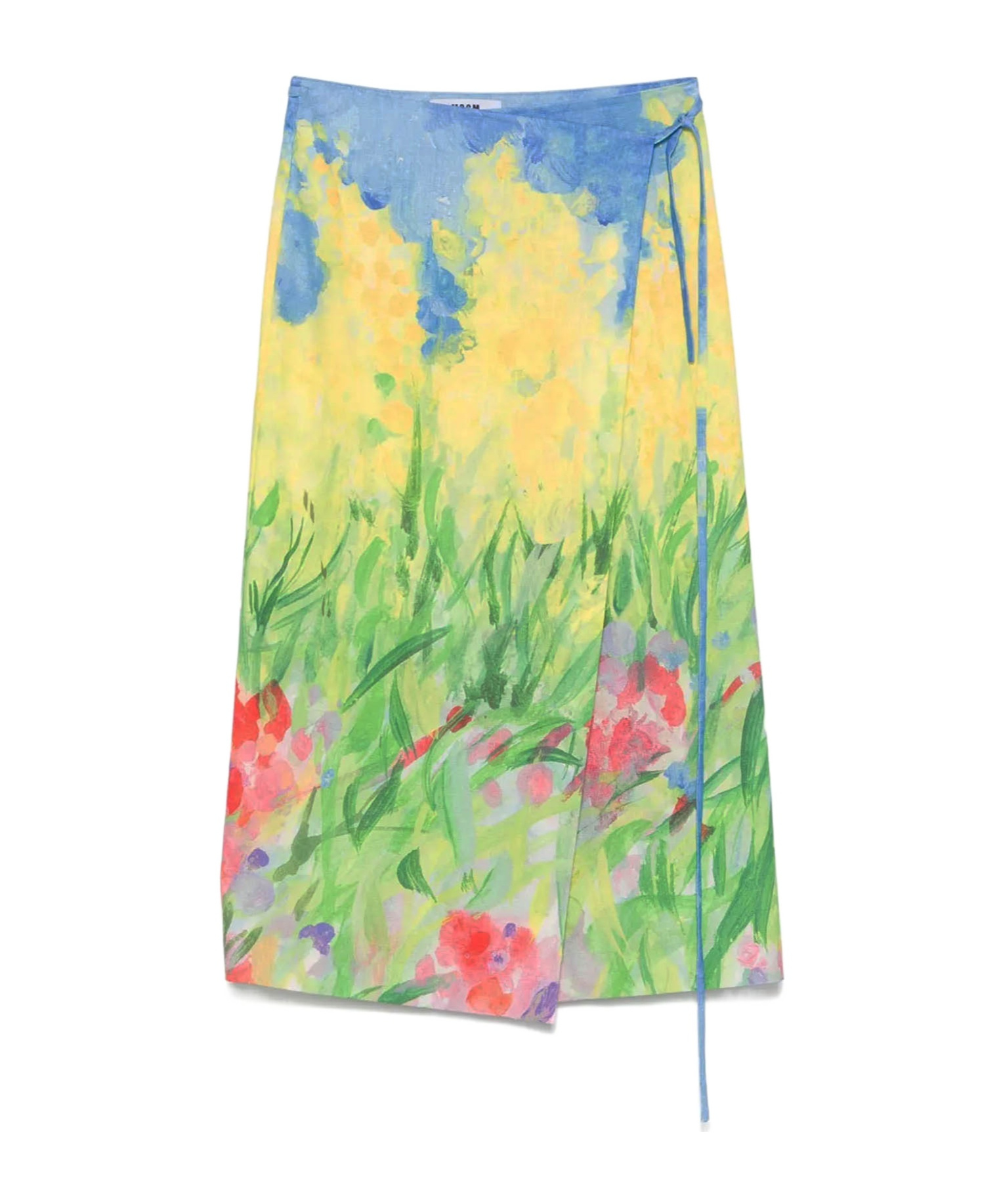 Msgm Floral Printed Asymmetric Skirt In Green