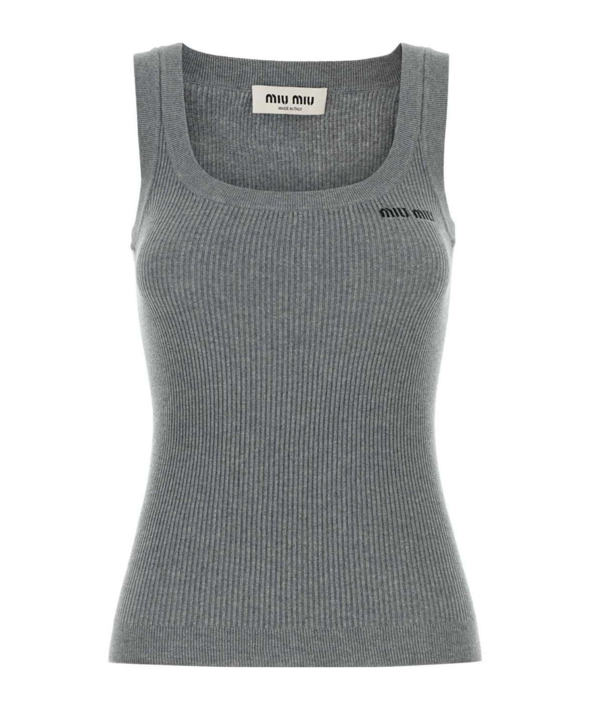 Miu Miu Ribbed Tank Top In Green