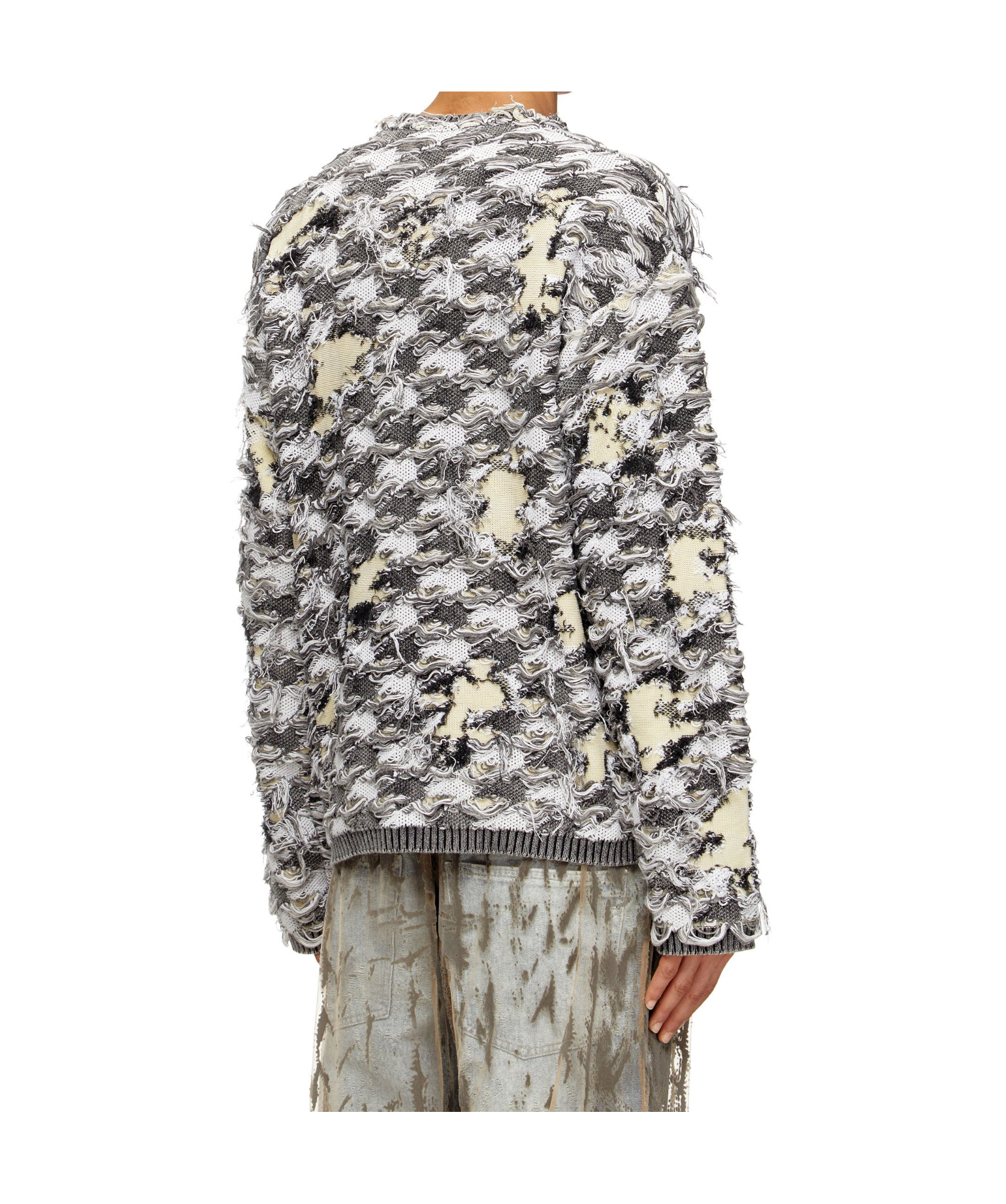 Diesel Devoré-houndstooth-jacquard Cardigan In Gray