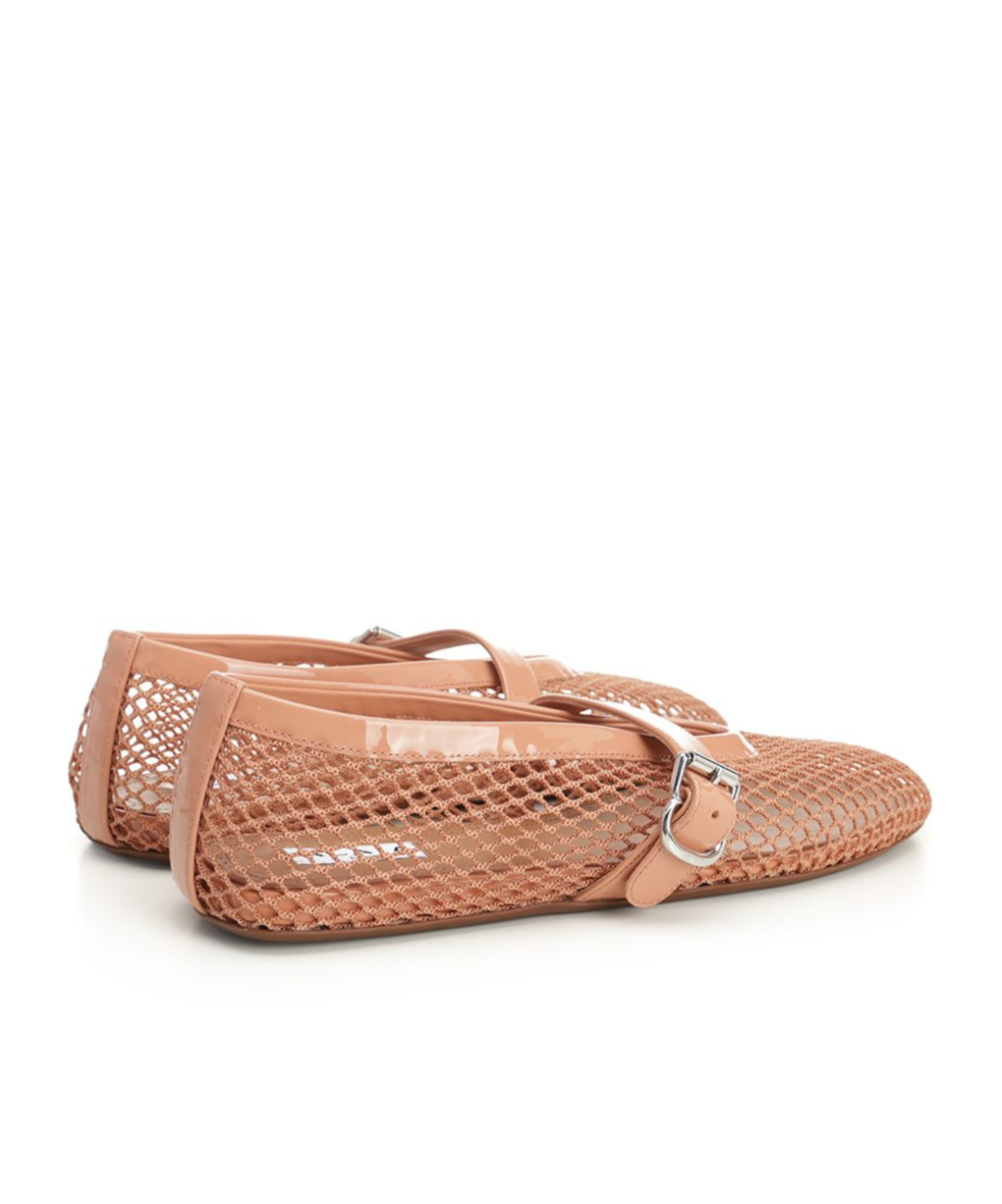 Alaïa Fishnet Ballet Flats In Pink