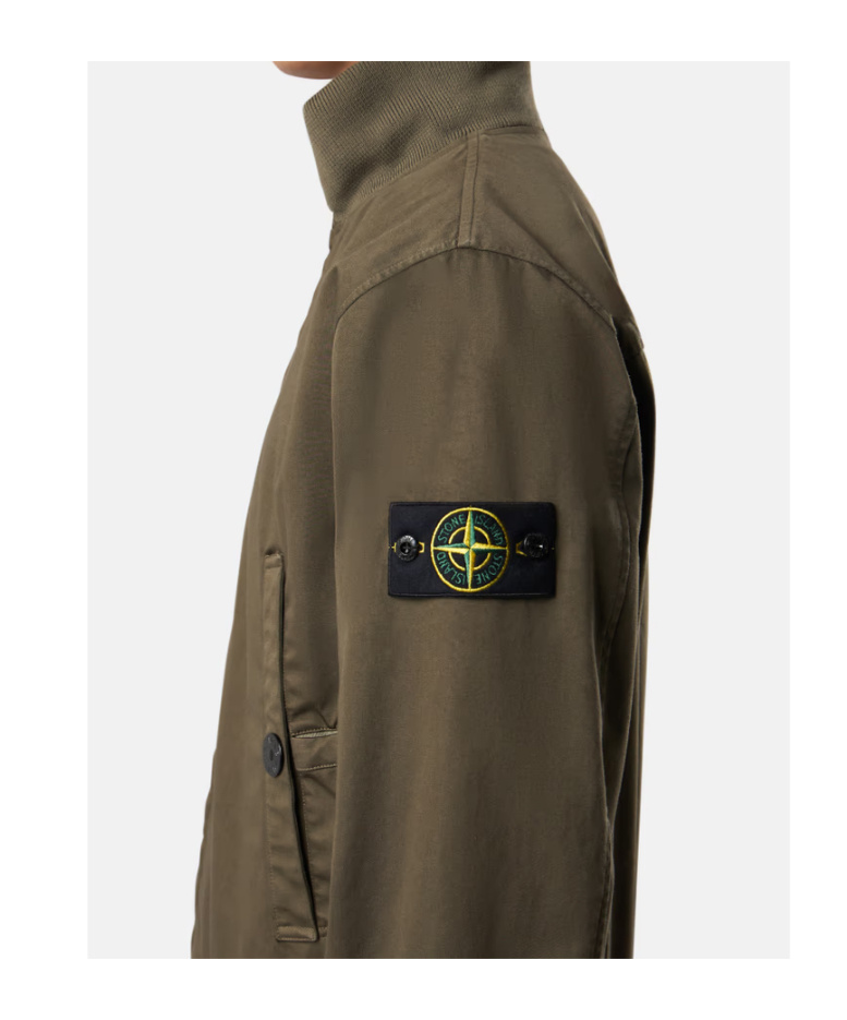 Stone Island Compass-patch Bomber Jacket In Military Green