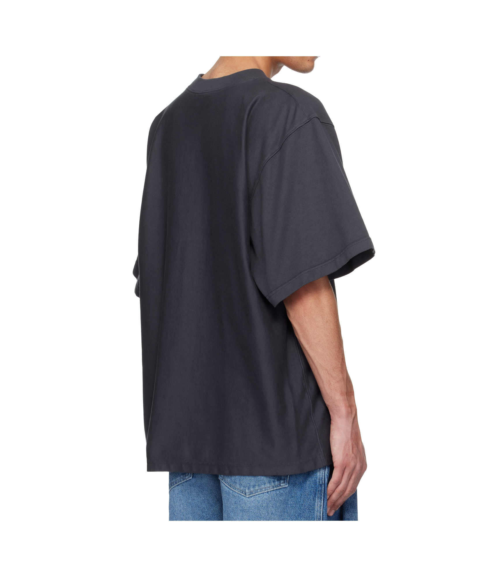 Hed Mayner Navy Embroidered T-shirt In Navy Blue