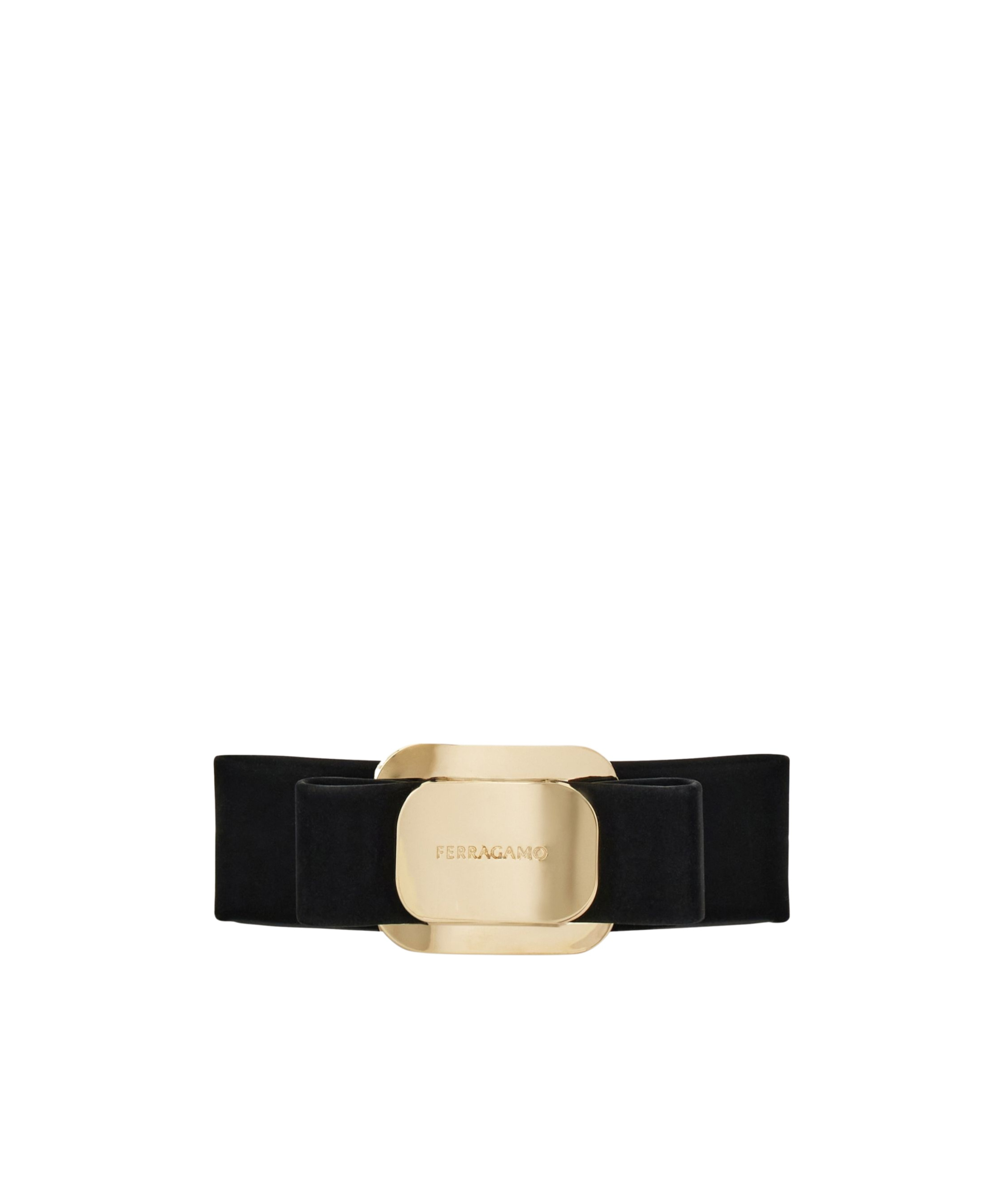 Ferragamo Vara Bow Leather Hair Clip In Black