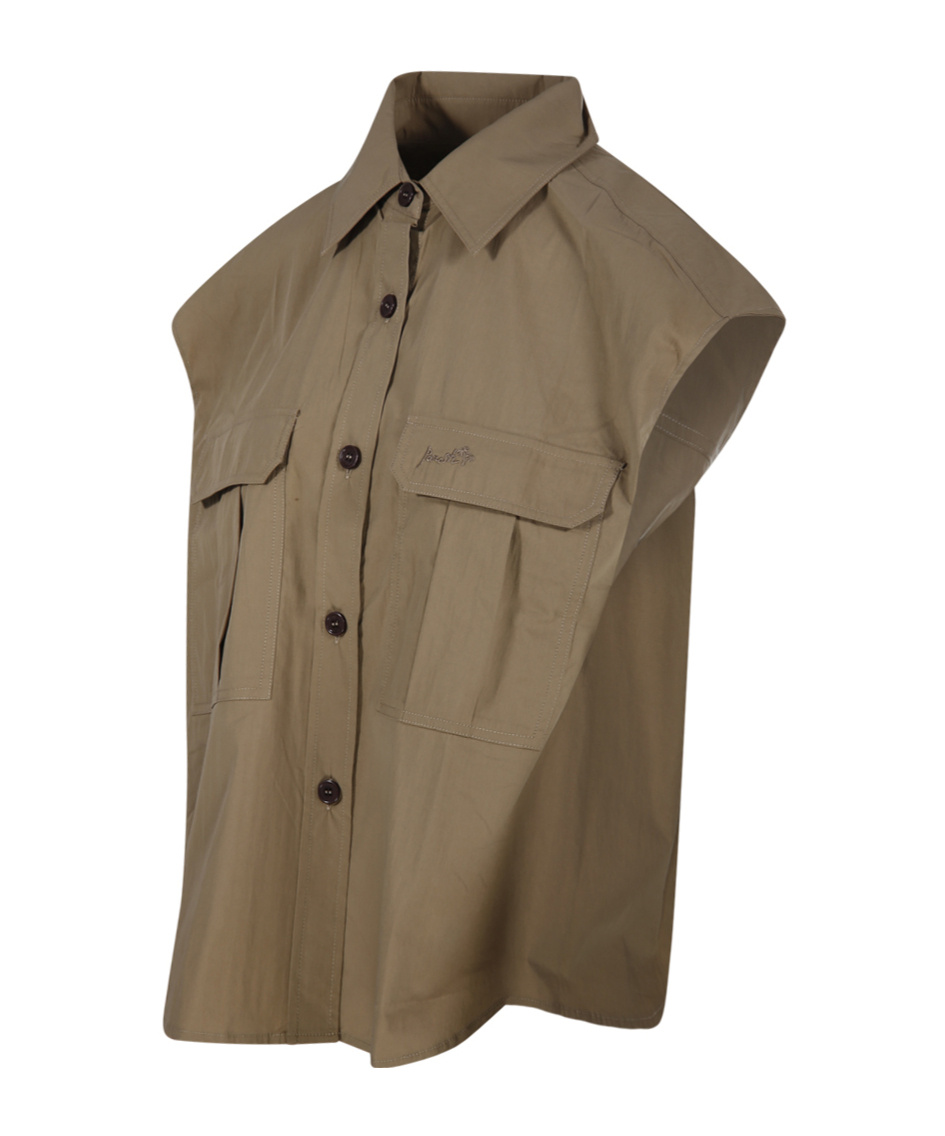 P.a.r.o.s.h Parosh Relaxed-fit Sleeveless Shirt With Front Pockets In Brown