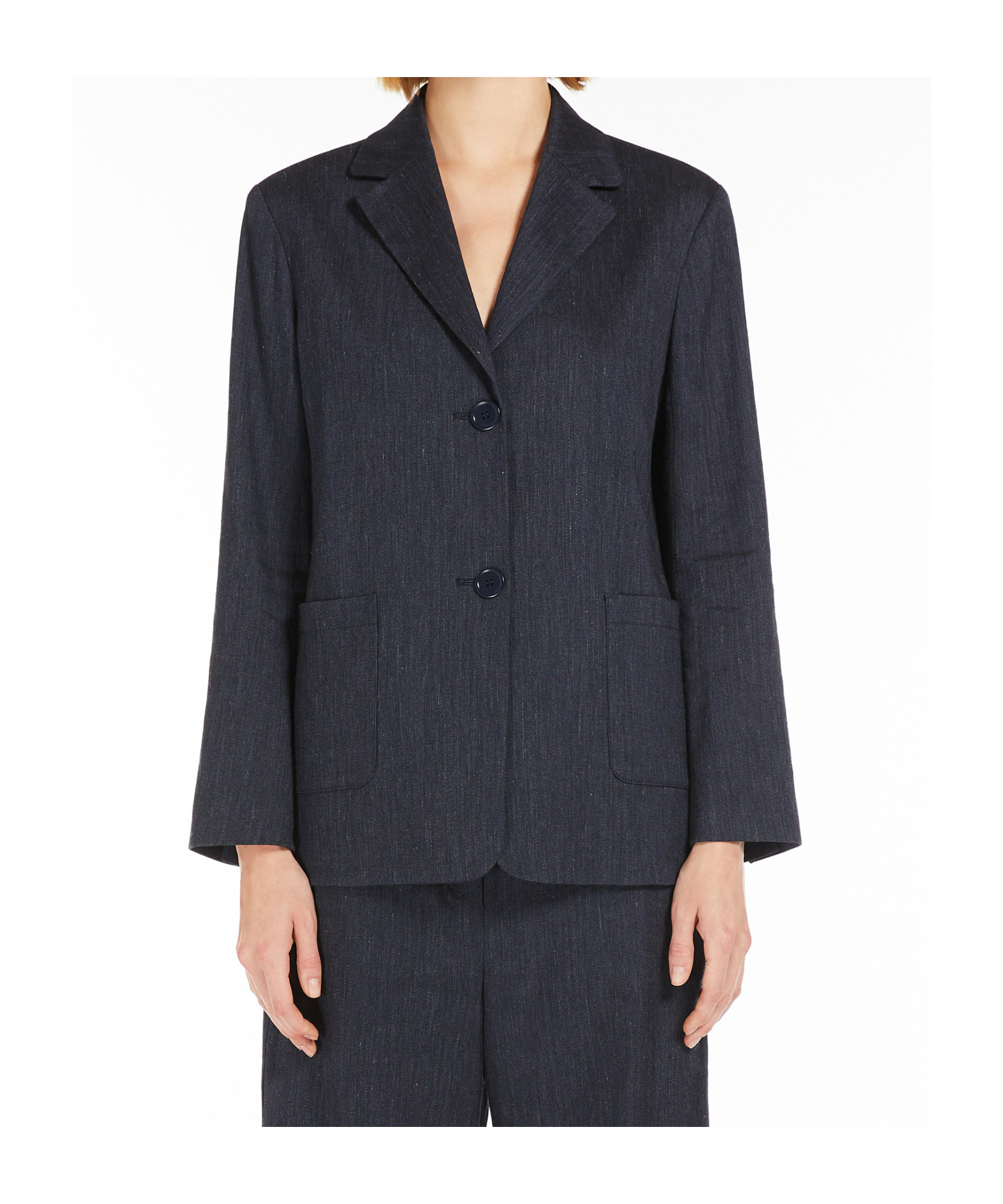 Max Mara Denim Effect Single-breasted Jacket In Black