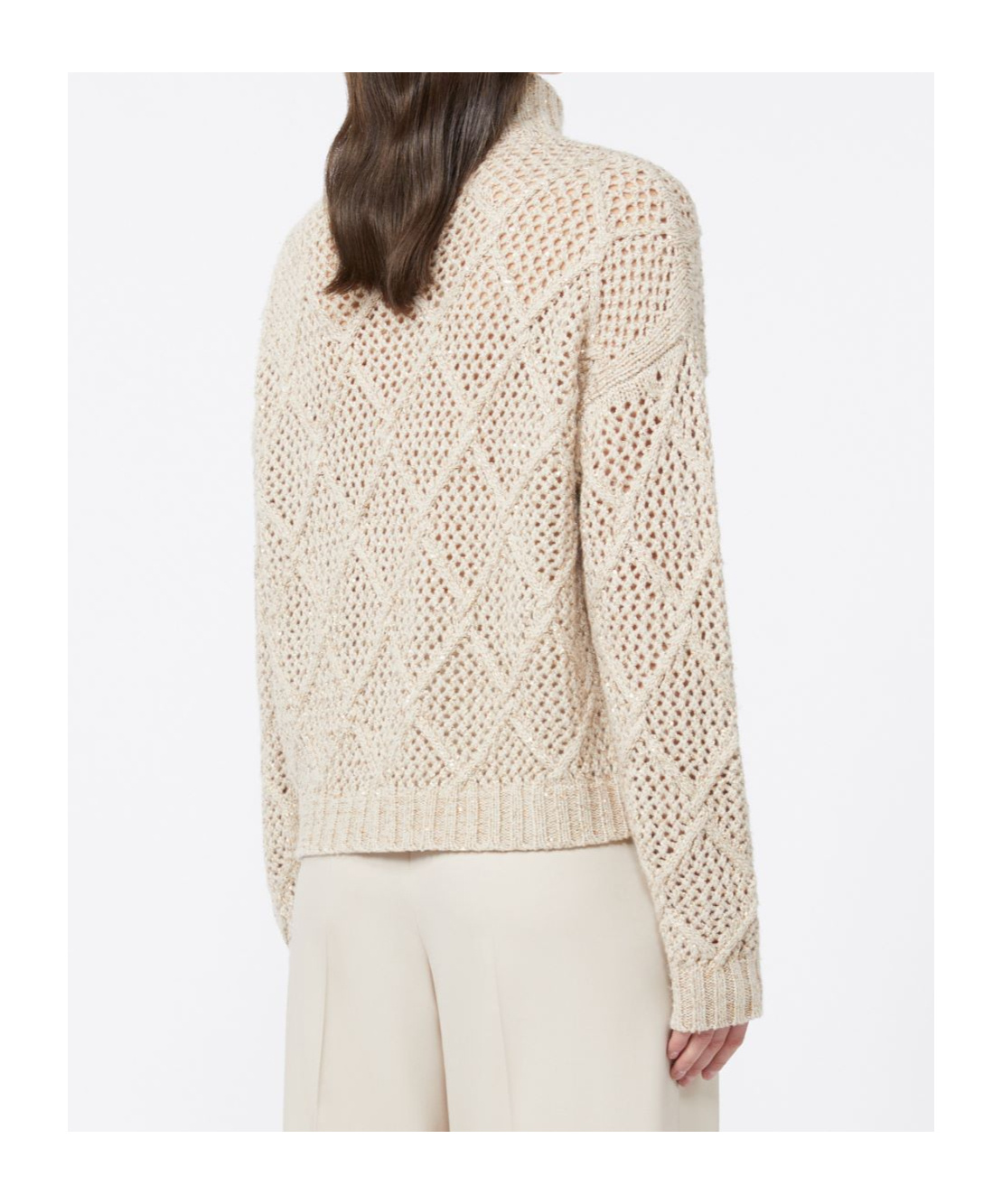 Max Mara Ghinea Diamond-pattern High-neck Cardigan In Neutral