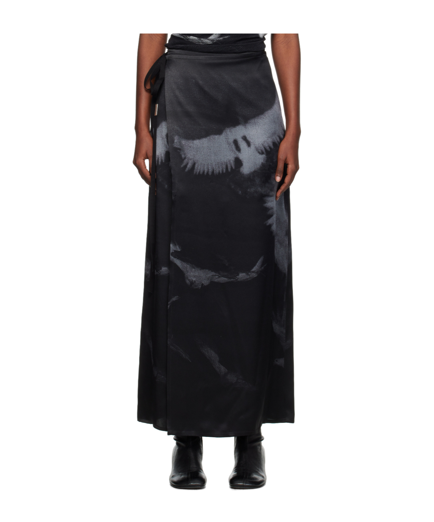 Ann Demeulemeester Oku Printed Wrap Skirt In Black