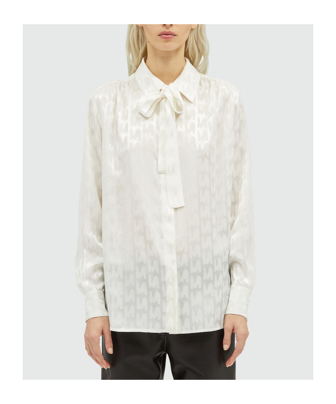 Msgm Devoré-effect Long-sleeve Shirt In White