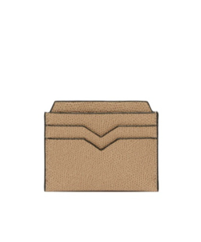 Valextra V-shaped Lacquered Edge Cardholder In Brown