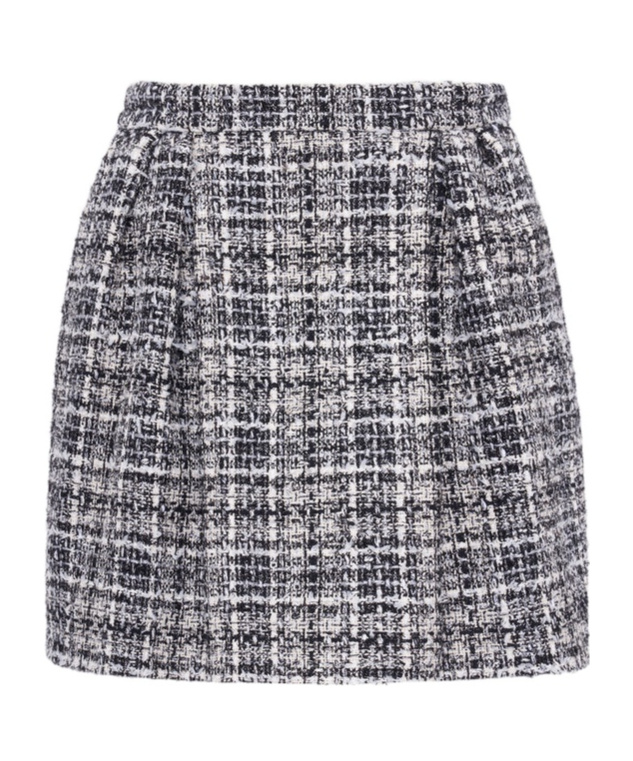 Alessandra Rich Embroidered Tweed Mini Skirt In Gray