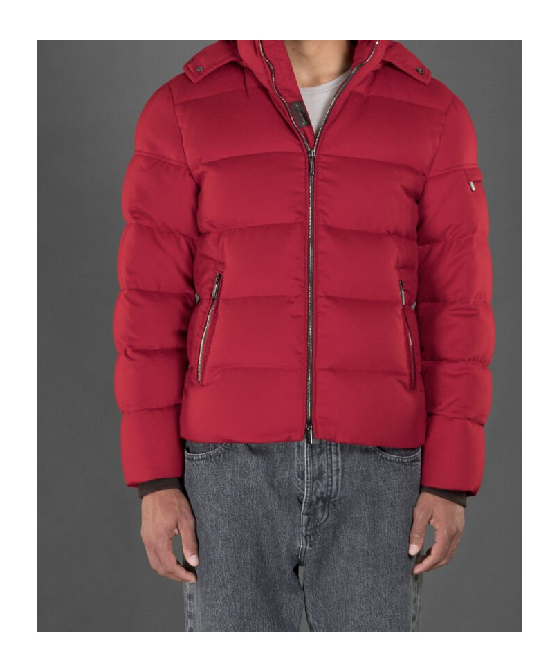 Moorer Detachable-hood Padded Jacket In Red