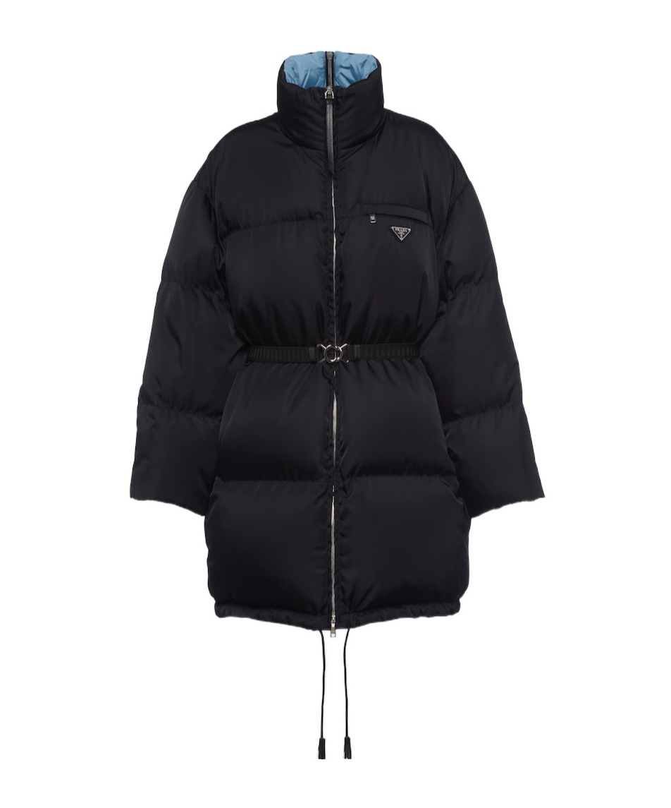 Prada Re-nylon High-neck Puffer Coat In Black