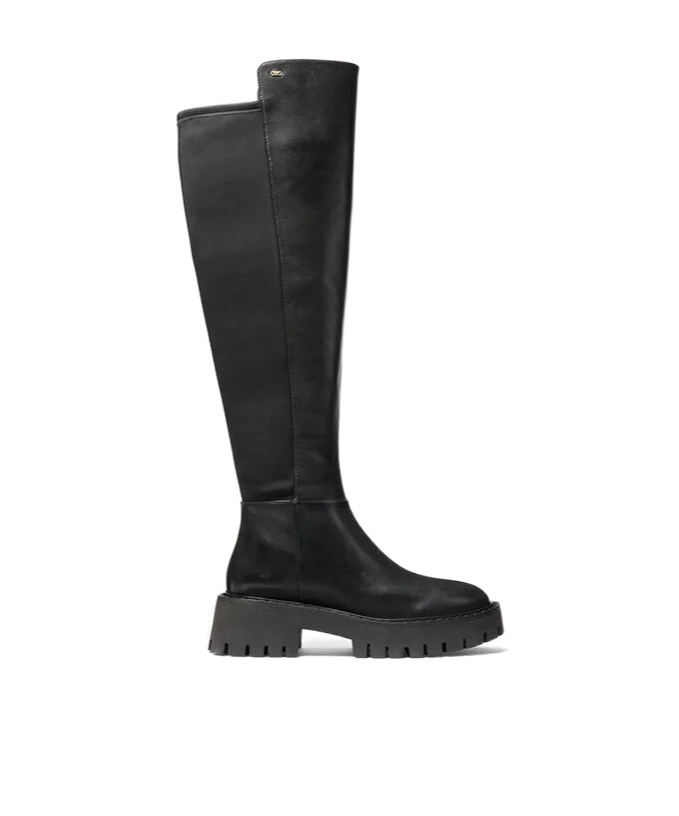 Michael Kors Black Ankle Boots With Textured Back Panel In Black