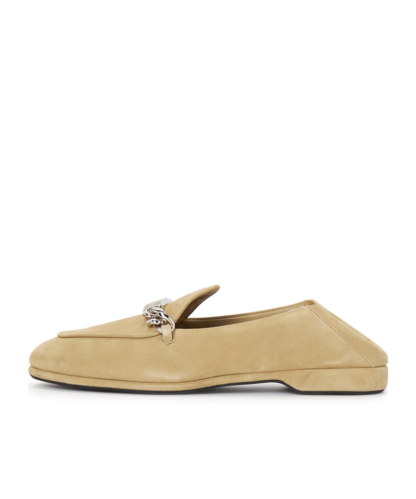 Miu Miu Round Head Loafer Shoes In Nude