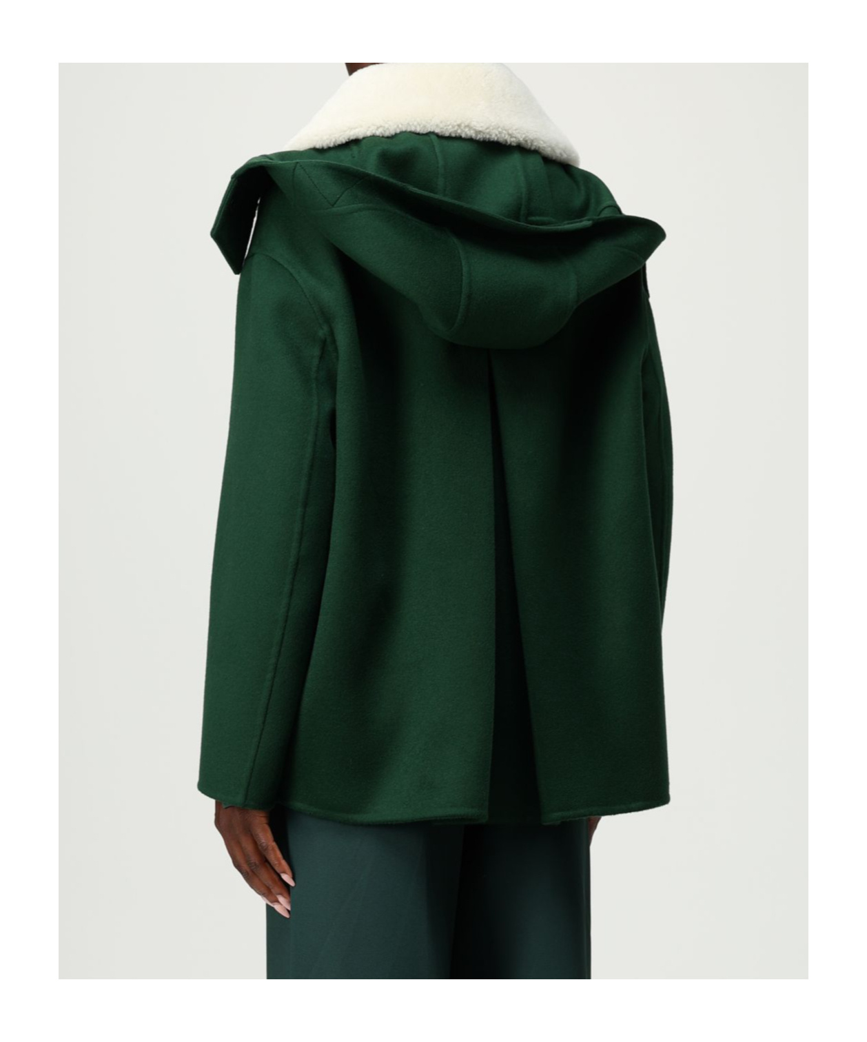 Ermanno Scervino Shearling-collar Hooded Coat In Green