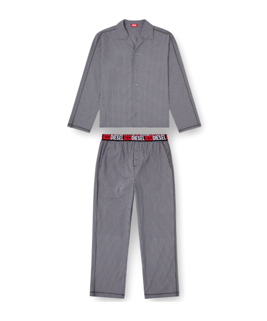 Diesel Paul Checked Pyjama Set In Gray