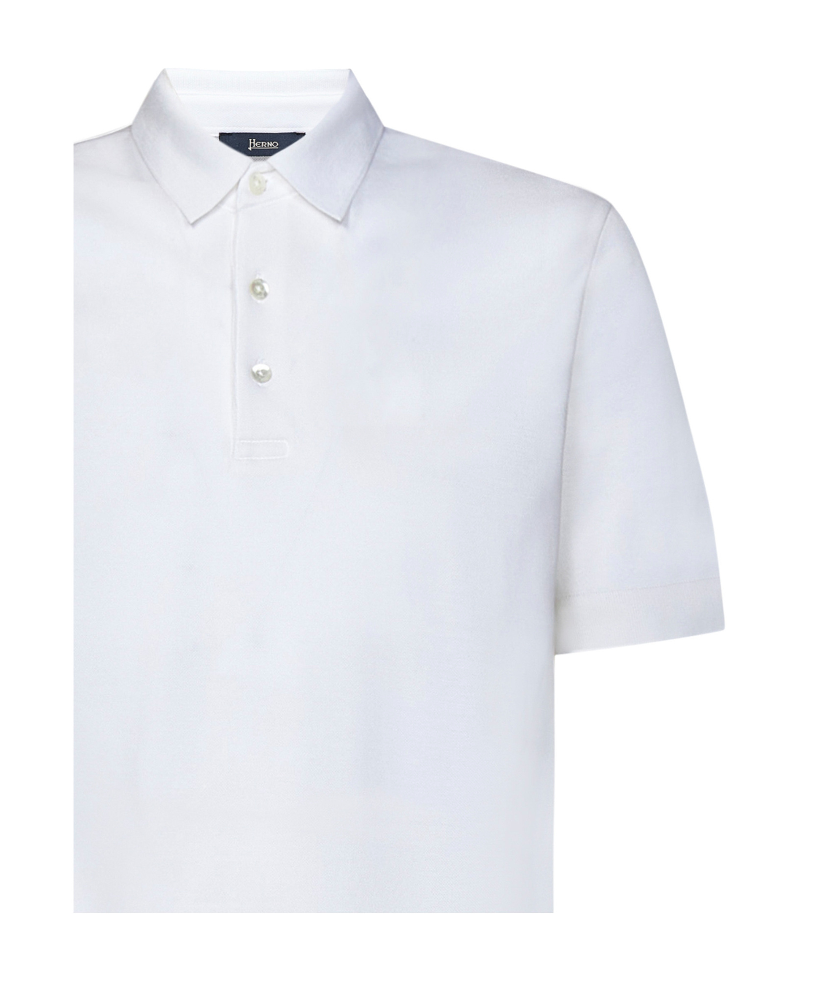 Herno White Short-sleeve Polo With Traditional Collar And Minimalist Design In White