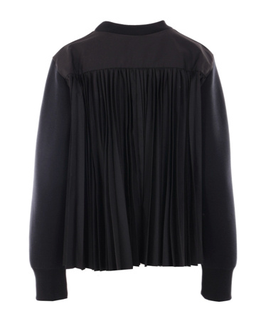SACAI SACAI PLEATED DETAILED CREWNECK SWEATER