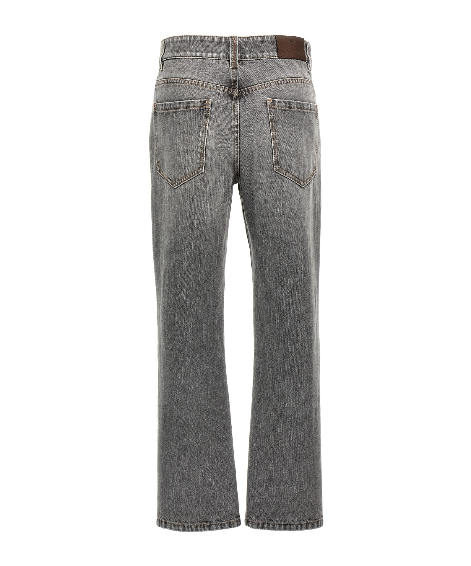 Brunello Cucinelli Looped Waistband Five Pockets Contrast Stitching In Gray