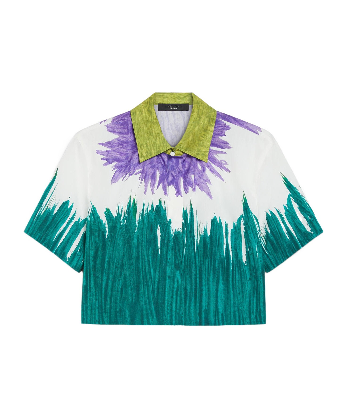Weekend Max Mara Printed Cotton Short Shirt In Green