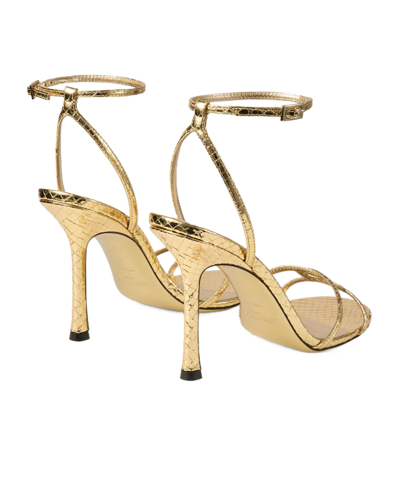 Jimmy Choo 1998 Leo 100 Gold Leather Sandals In Gold