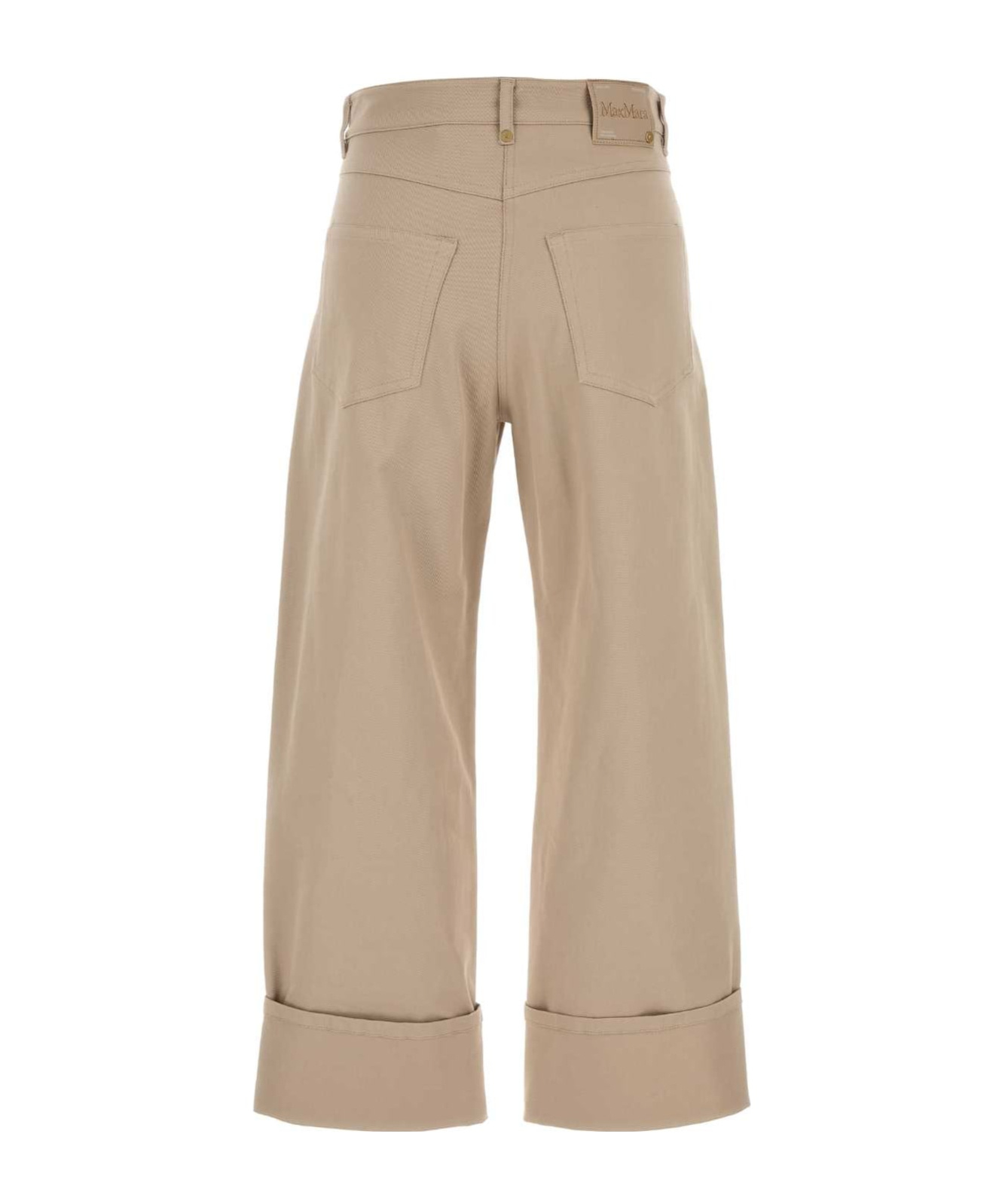 Shop Max Mara S Logo Patch Straight Leg Trousers In Nude