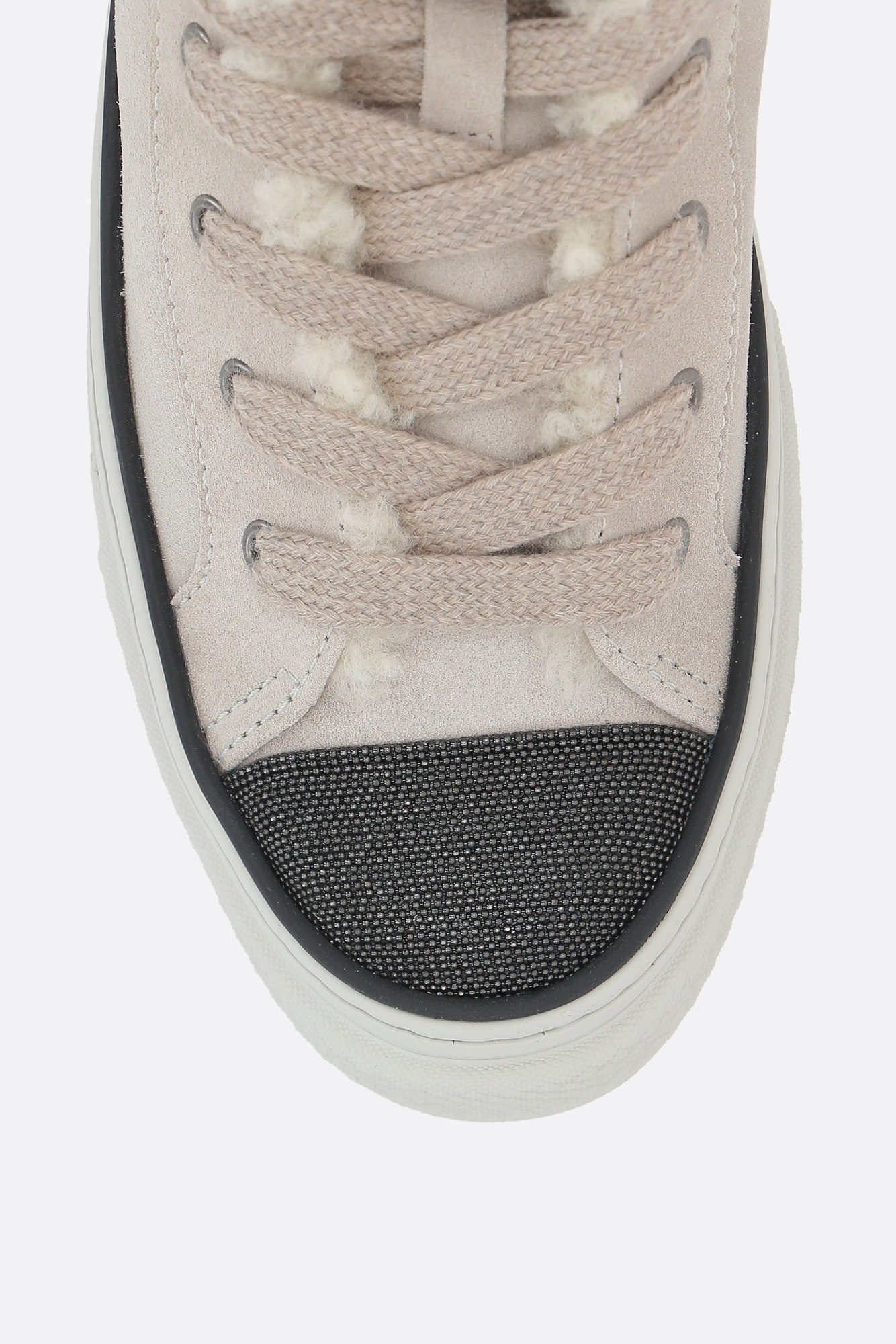 Brunello Cucinelli Panelled Lace-up Sneakers In Gray
