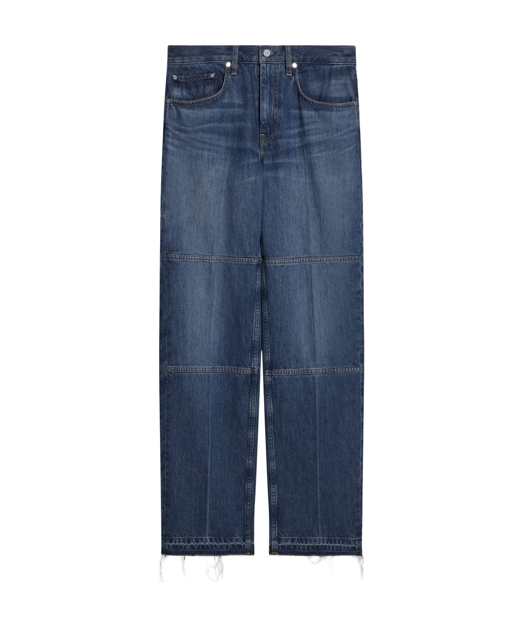 Helmut Lang Women's Frayed-hem Straight-leg Carpenter Jeans In Blue
