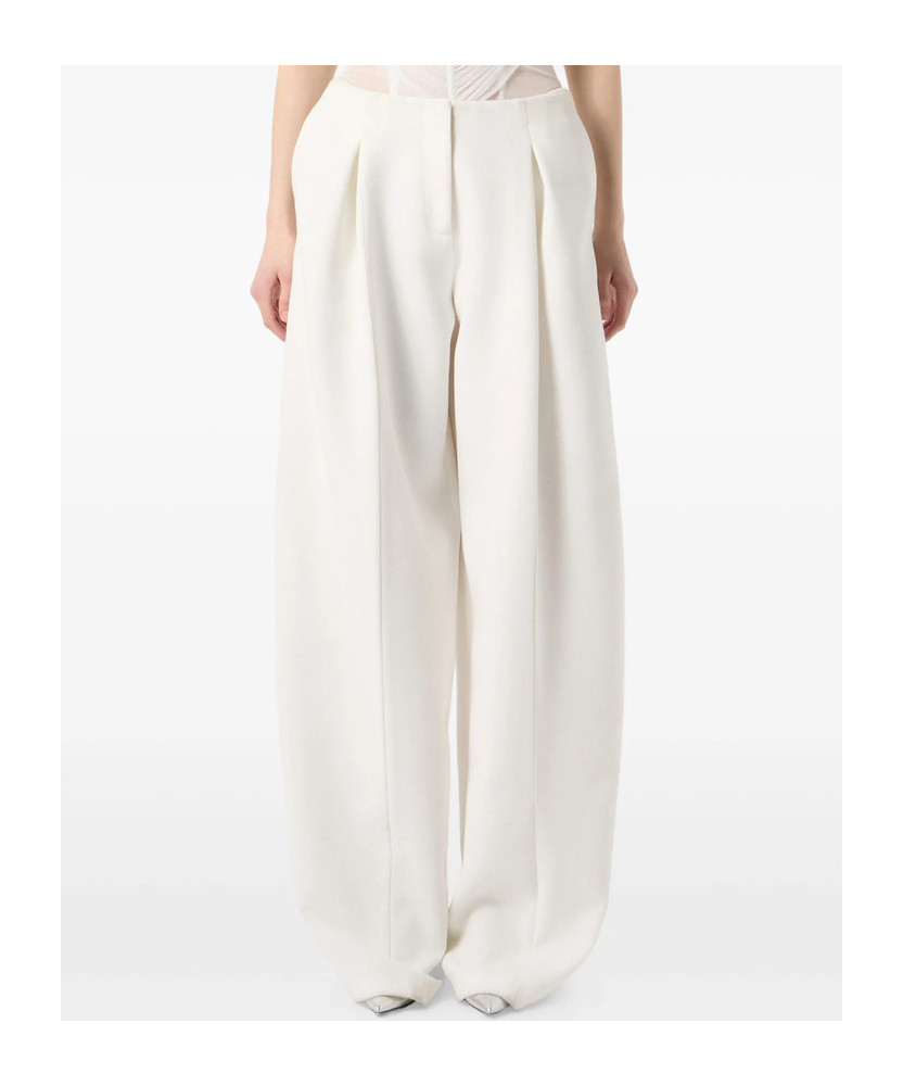 Blumarine Pleated Wide-leg Trousers In White