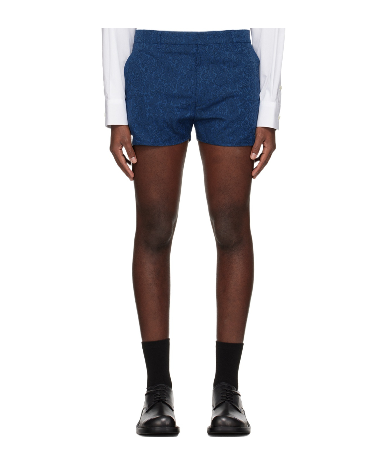 Ader Error Belt Loop Zipper Shorts In Blue