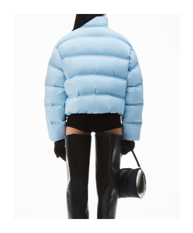 ALEXANDER WANG LOGO-JACQUARD CROPPED PUFFER JACKET 