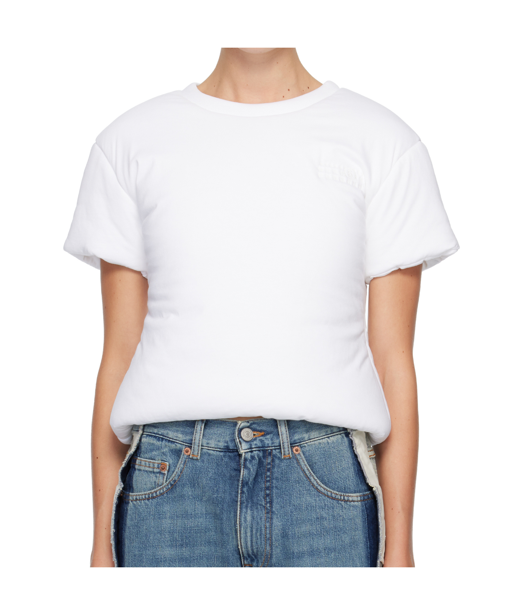 Mm6 Maison Margiela Padded Cotton T-shirt In White