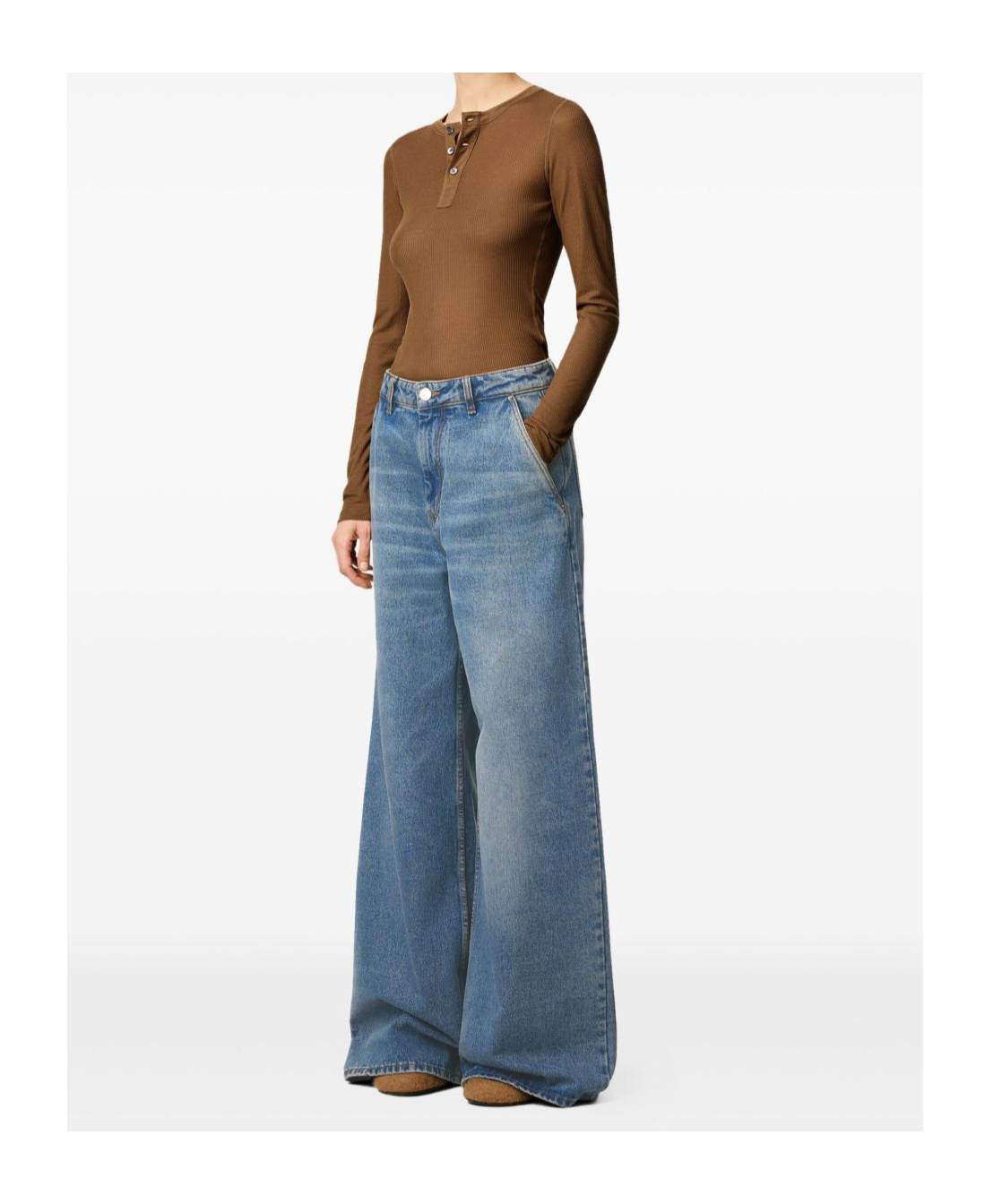 Ami Alexandre Mattiussi Wide Leg Denim Trousers Featuring Pockets In Blue