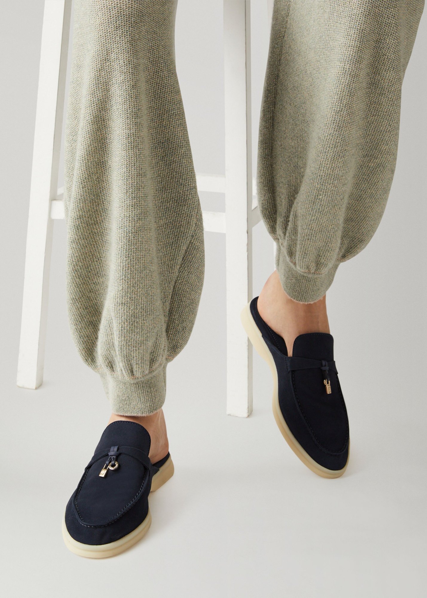 Loro Piana Babouche Charms Slip-on Flat Shoes In Blue