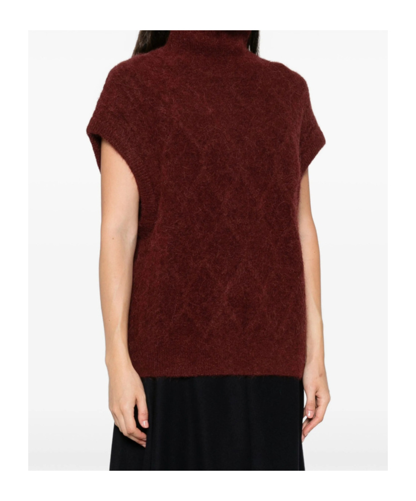 Bellerose Roll-neck Sleeveless Knitted Top In Red