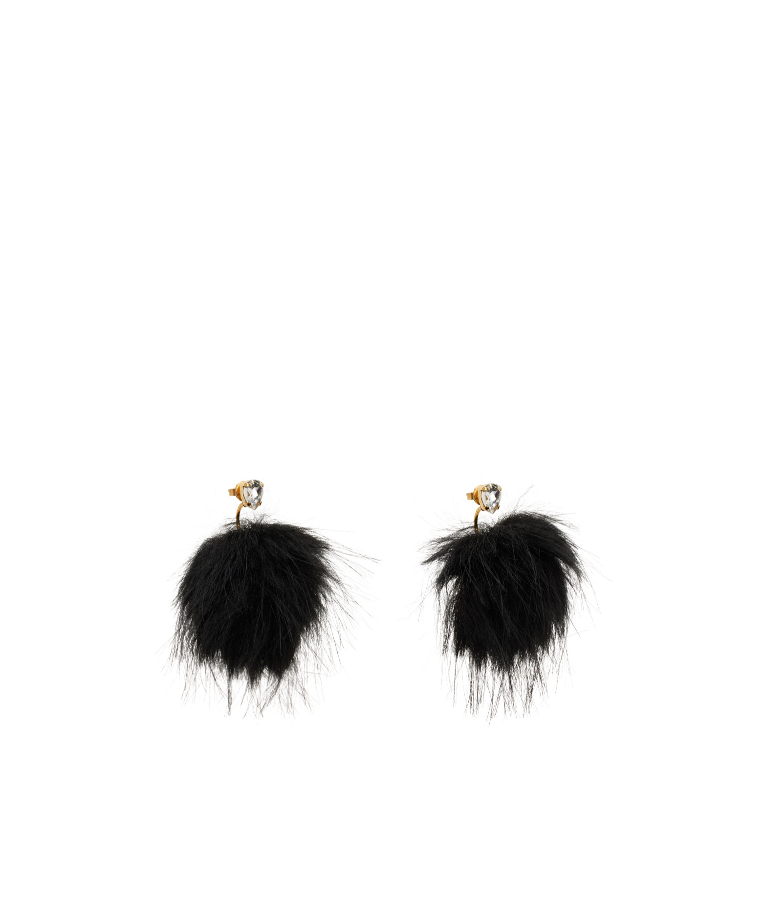 Simone Rocha Crystal Stud Pompom Earrings In Black