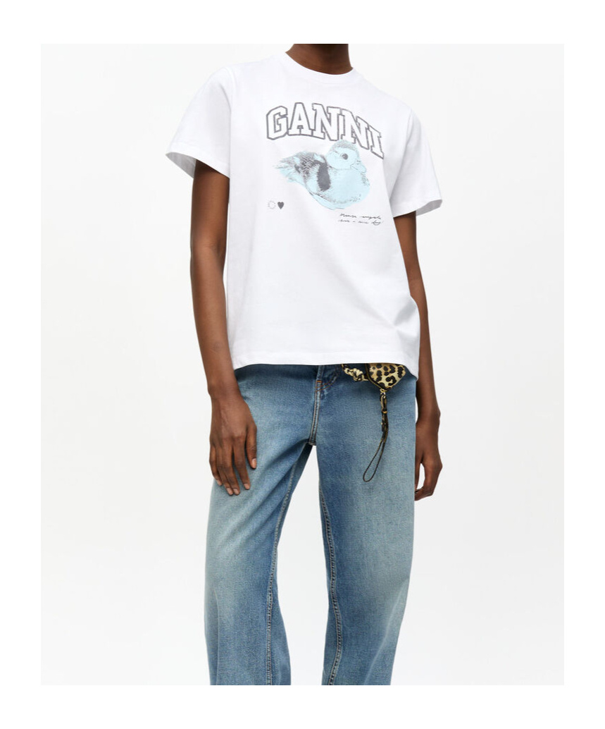 Ganni Basic Jersey Duckie Relaxed T-shirt In White
