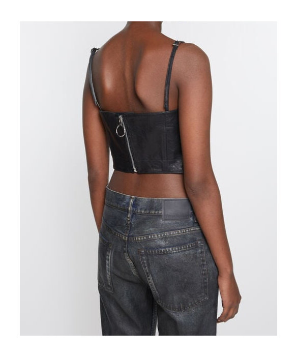 Acne Studios Leather Bustier Top In Black
