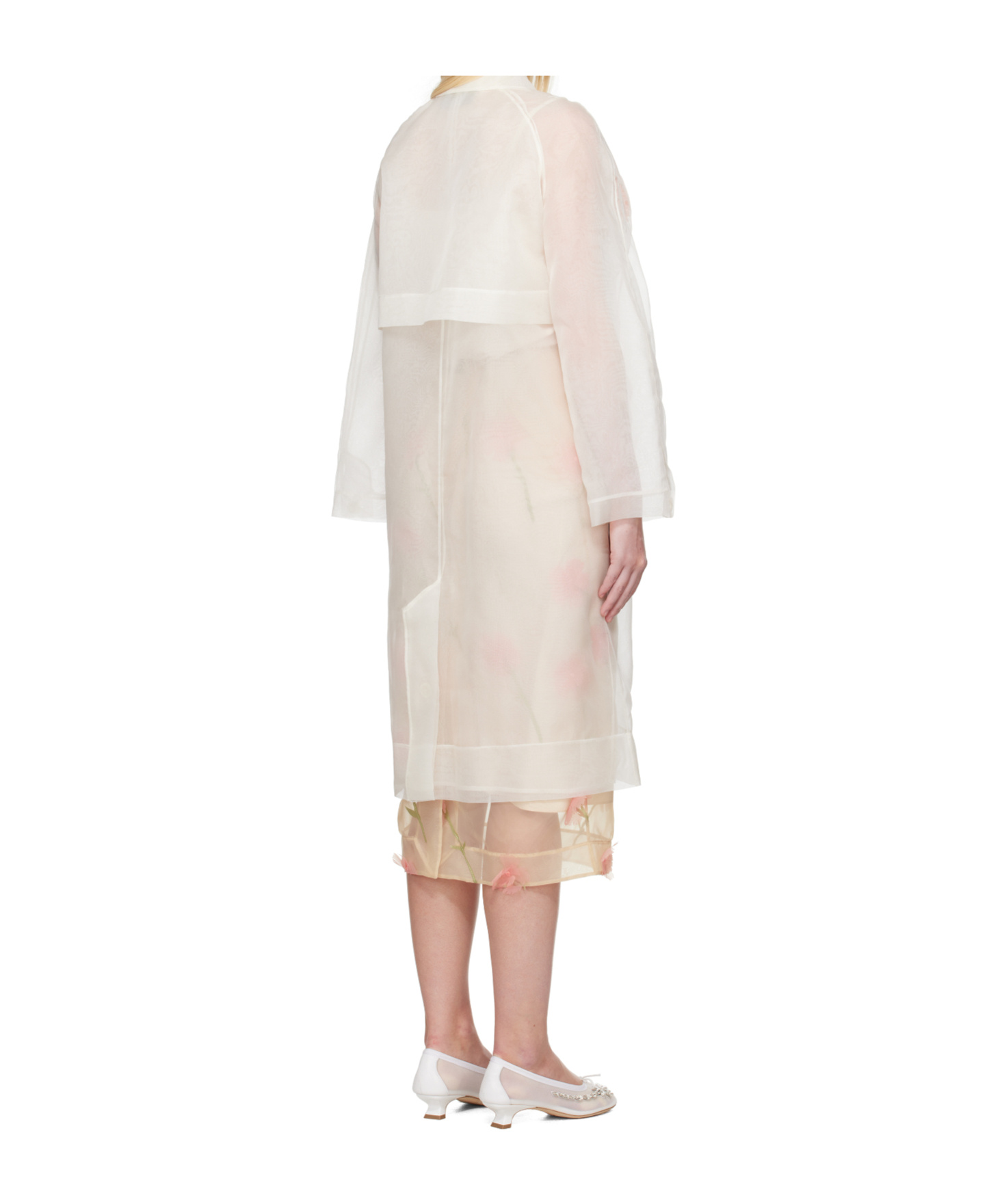 Simone Rocha Off-white Stuffed Carnation Car Coat In White