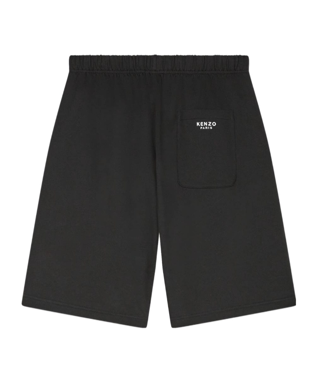 Kenzo Bermuda Cotton Elastic Waistband Shorts In Black