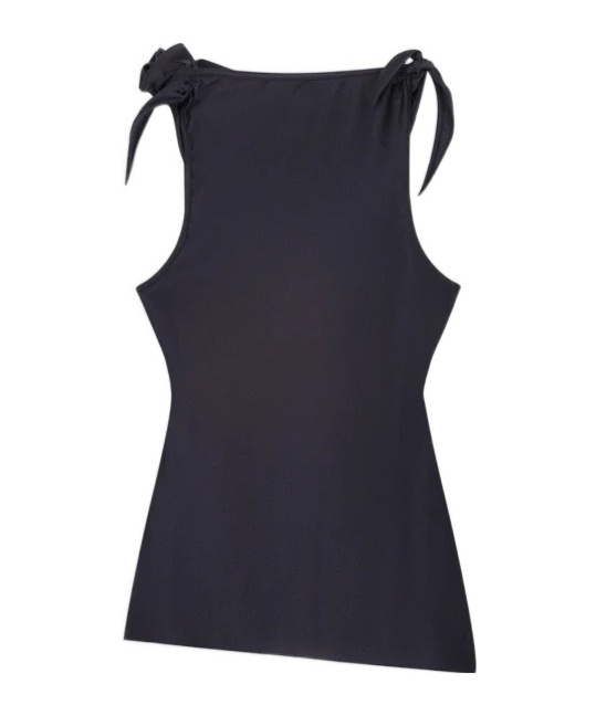 Coperni Asymmetric Stretch Jersey Top In Black