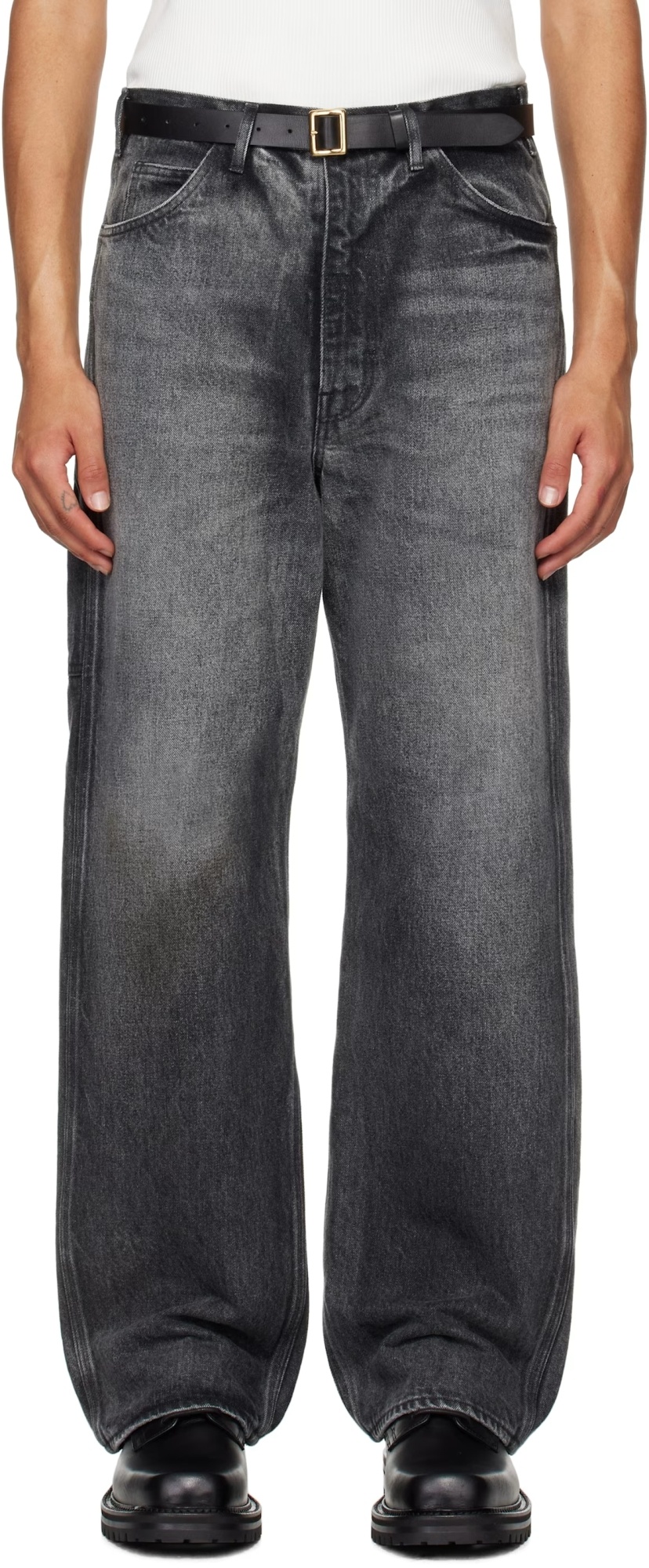 Auralee Denim Trousers With Belt Loops In Black