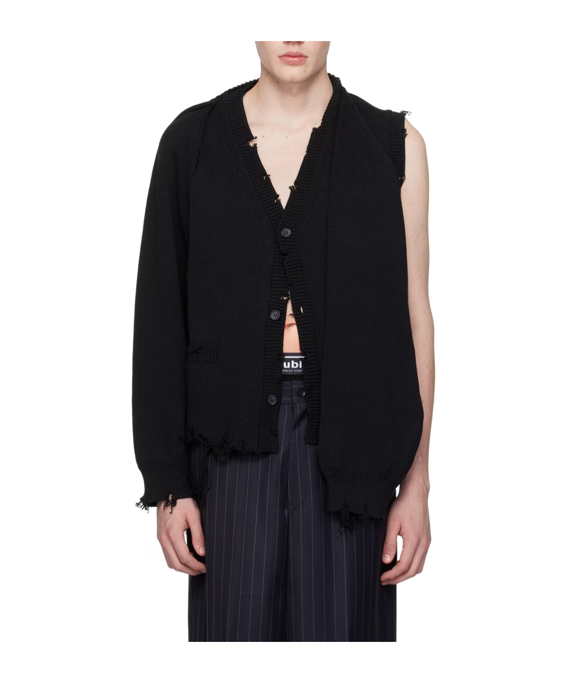 Doublet Asymmetrical Making Of Old Cardigans In Black