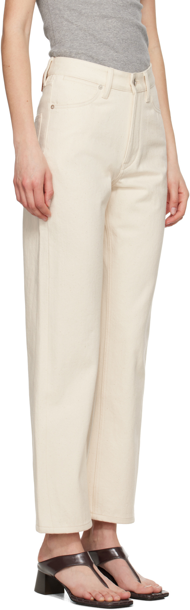 Jil Sander Japanese Denim Jeans With Rivet Accents In Neutral