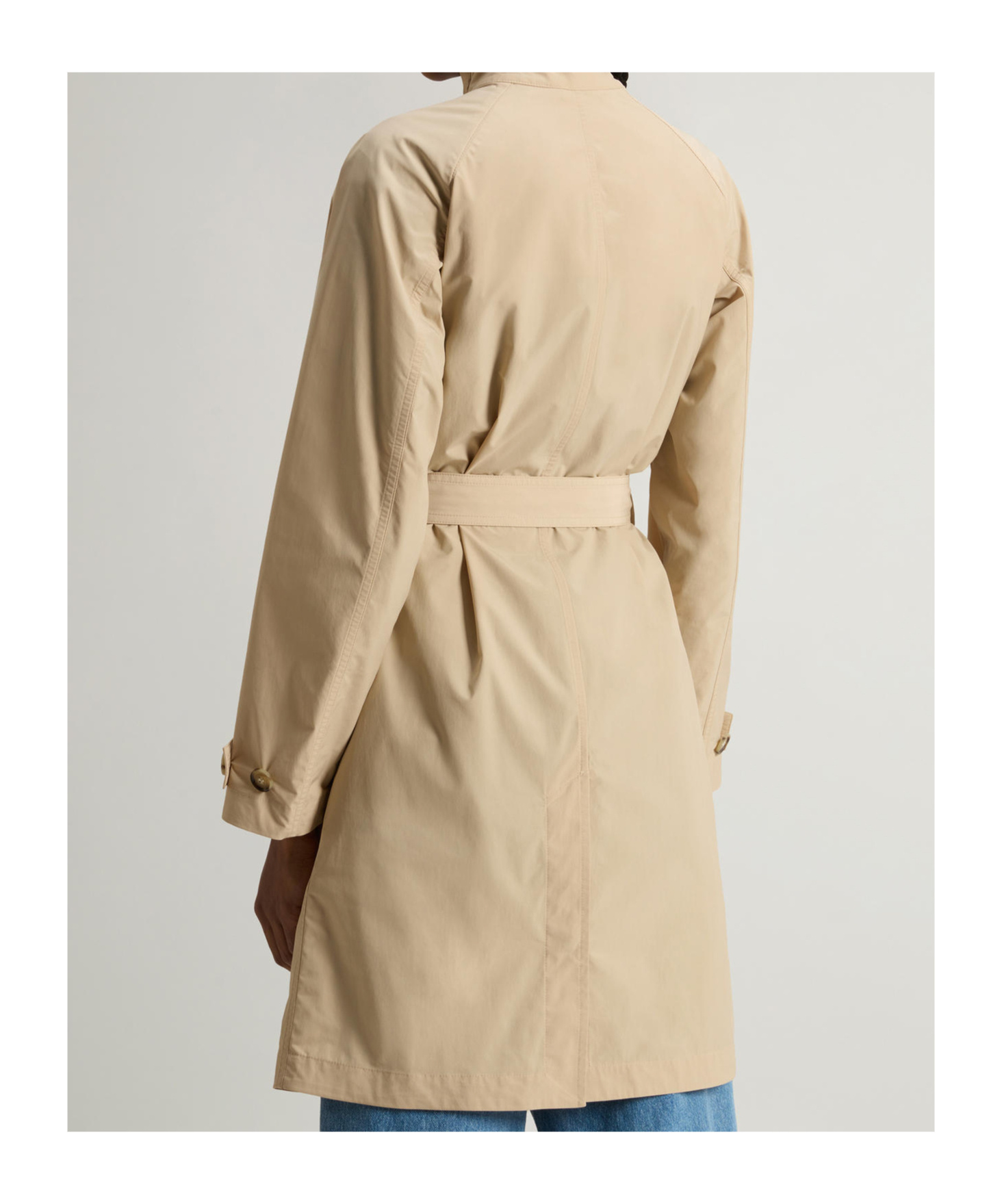Woolrich Summer Trench Coat In White Pepper