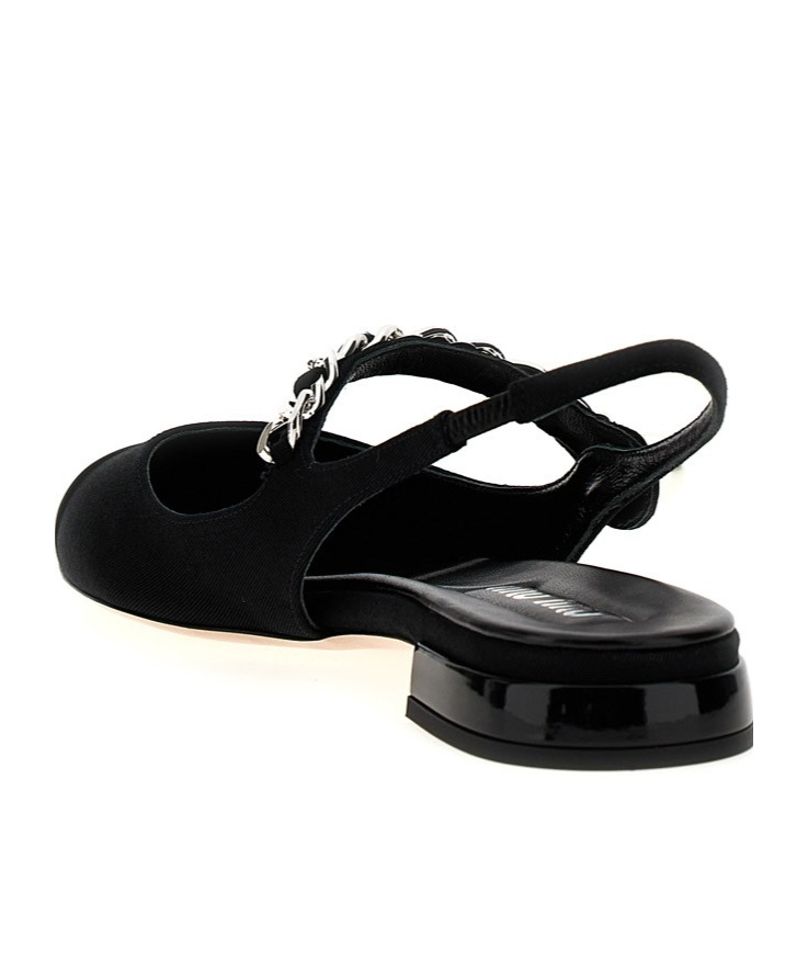 Miu Miu Round-headed Flat Sandals In Black