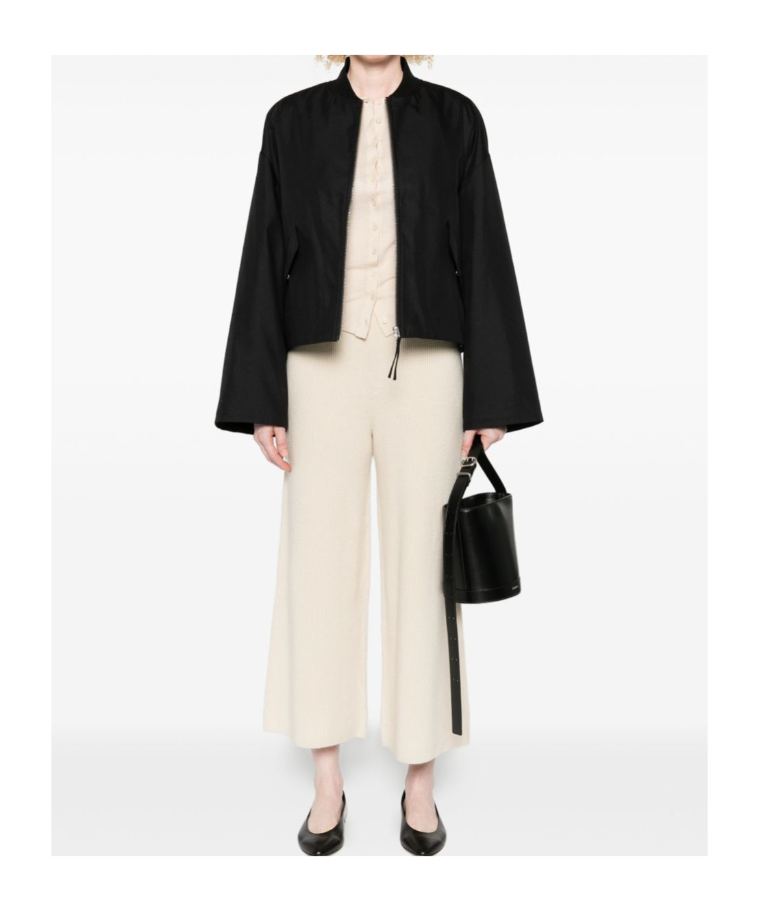 Closed Ribbed Zip-up Baseball Jacket In Black