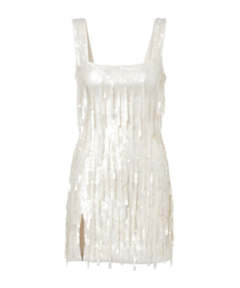 Staud Le Sable Sequined Minidress In White