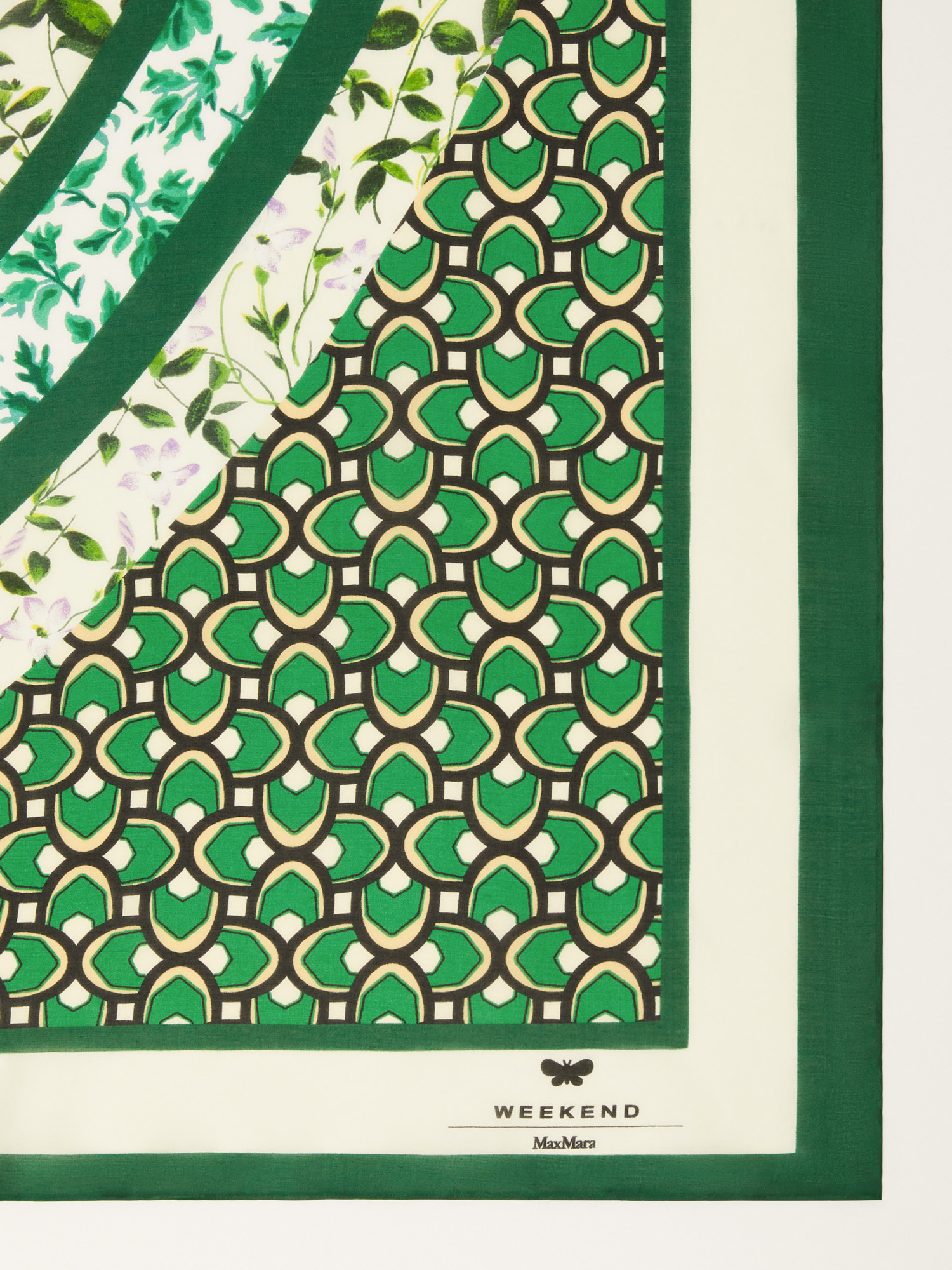 Weekend Max Mara Modal And Printed Silk Shawl In Green