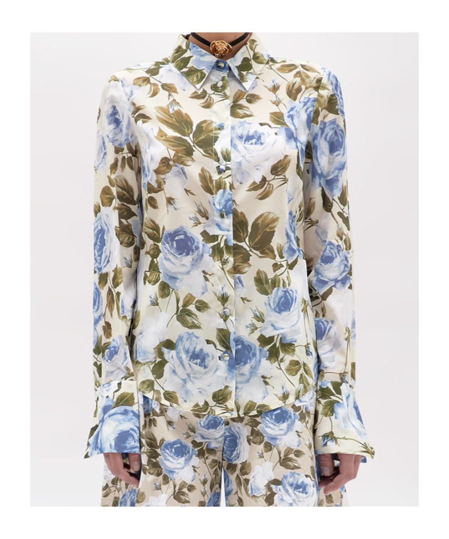 Shop Blugirl Rose-print Shirt In Multicolor